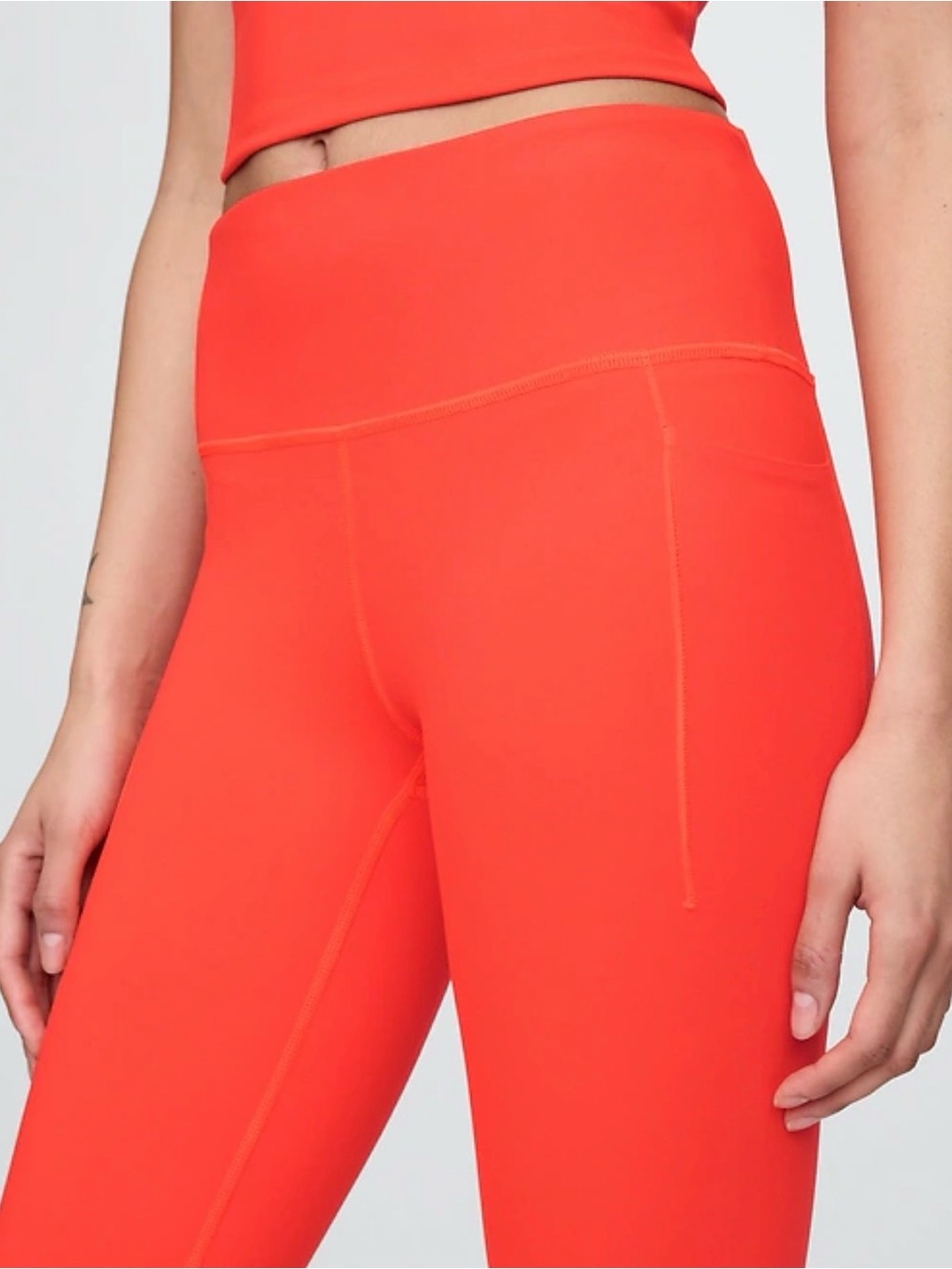 GapFit High Rise Power Full Length Leggings | Neon Hot Lava Orange | Size S